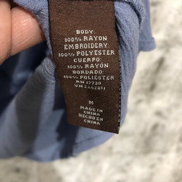 KNOX ROSE Womens M Dress Cold Shoulder Blue Embroidered High Neck Knee Length - Picture 7 of 9